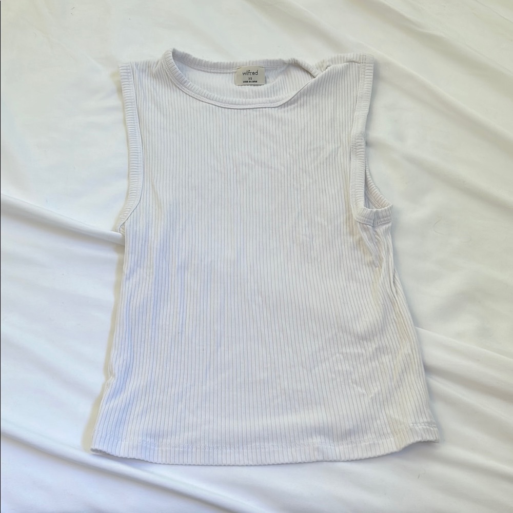 Wilfred Aritzia Ivory Ribbed Tank Top